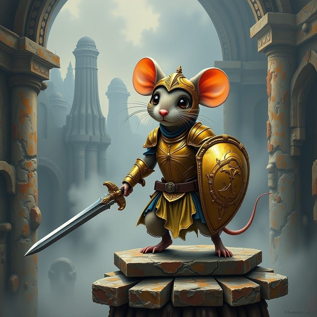  <lora:Flux Flora:1.0>mouse warrior