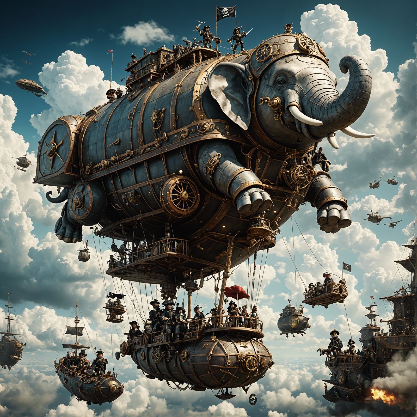 robot elephant pirate airship