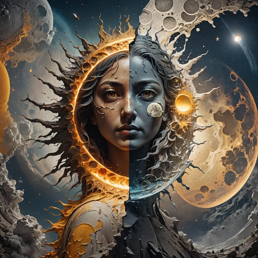 The sun and the moon  by @Lokky