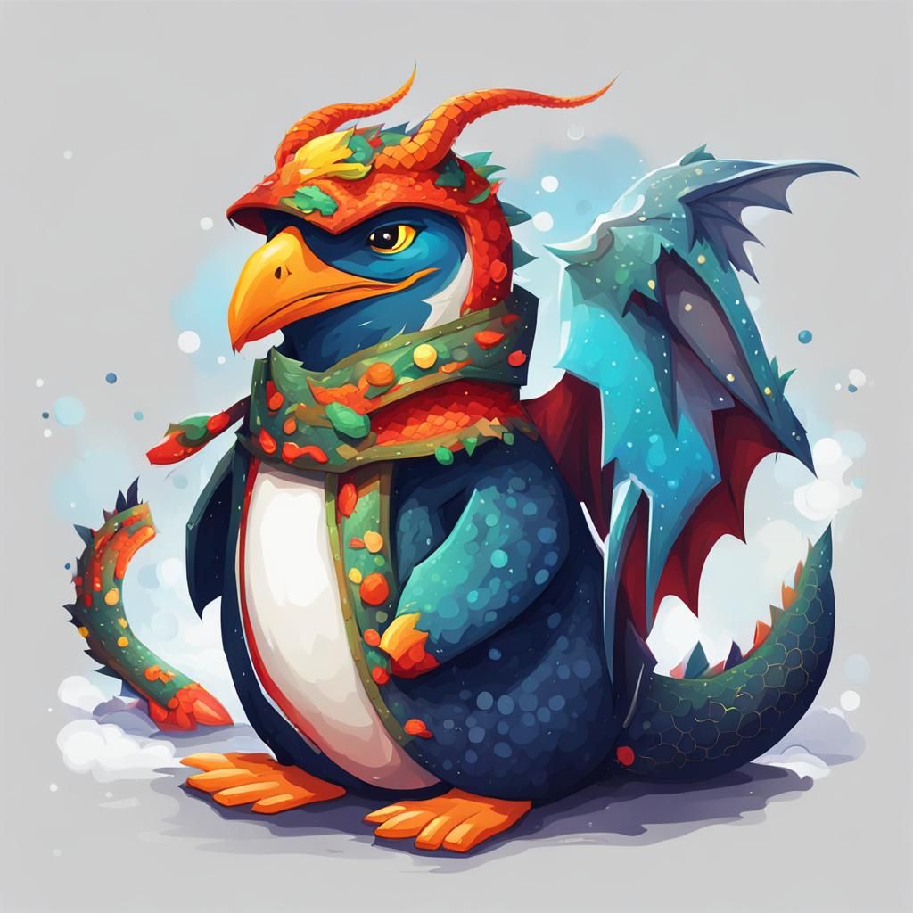 penguin dragon - AI Generated Artwork - NightCafe Creator