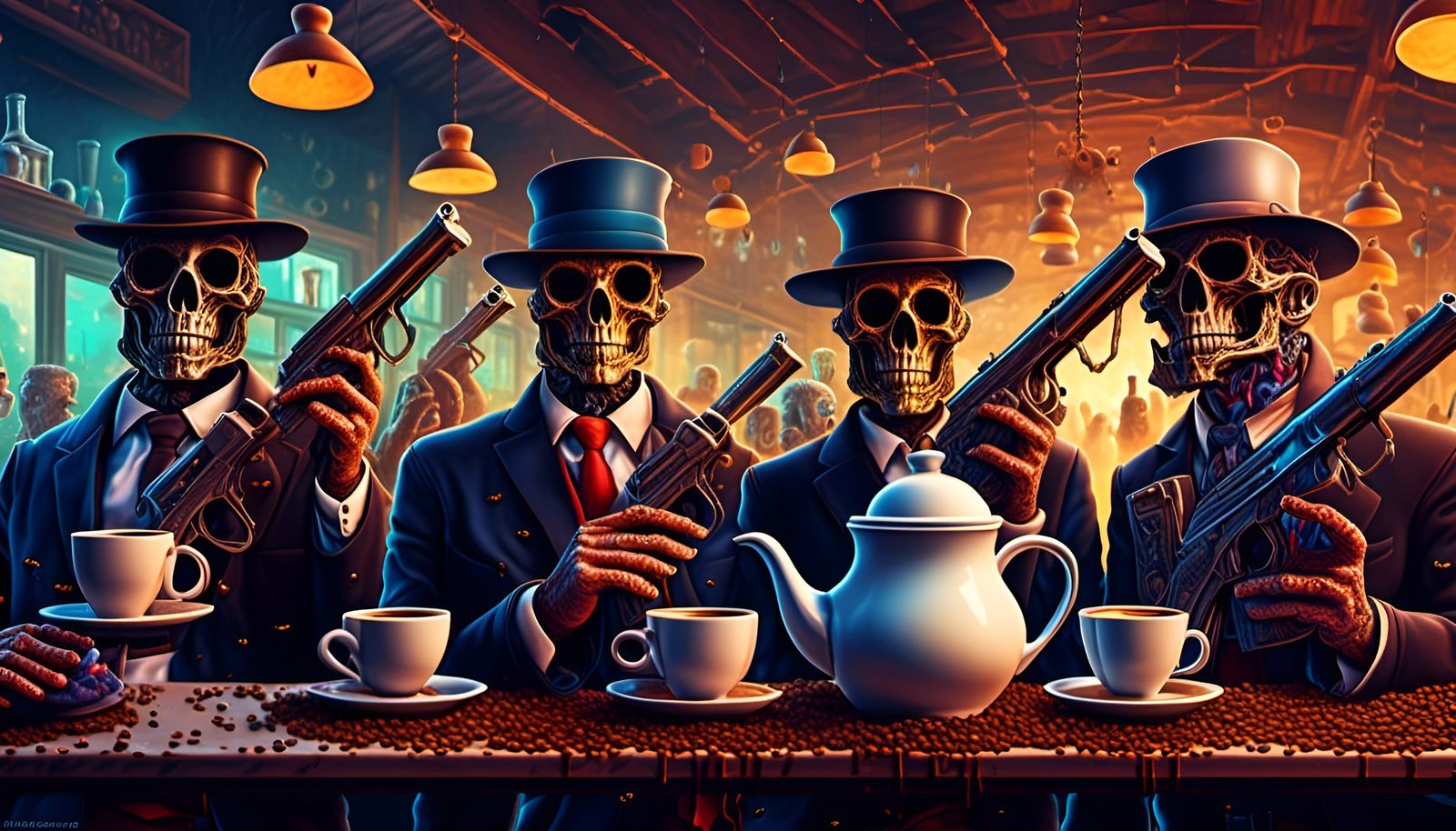 The Coffee Bot Mafia 🤖 2.0 - AI Generated Artwork - NightCafe Creator