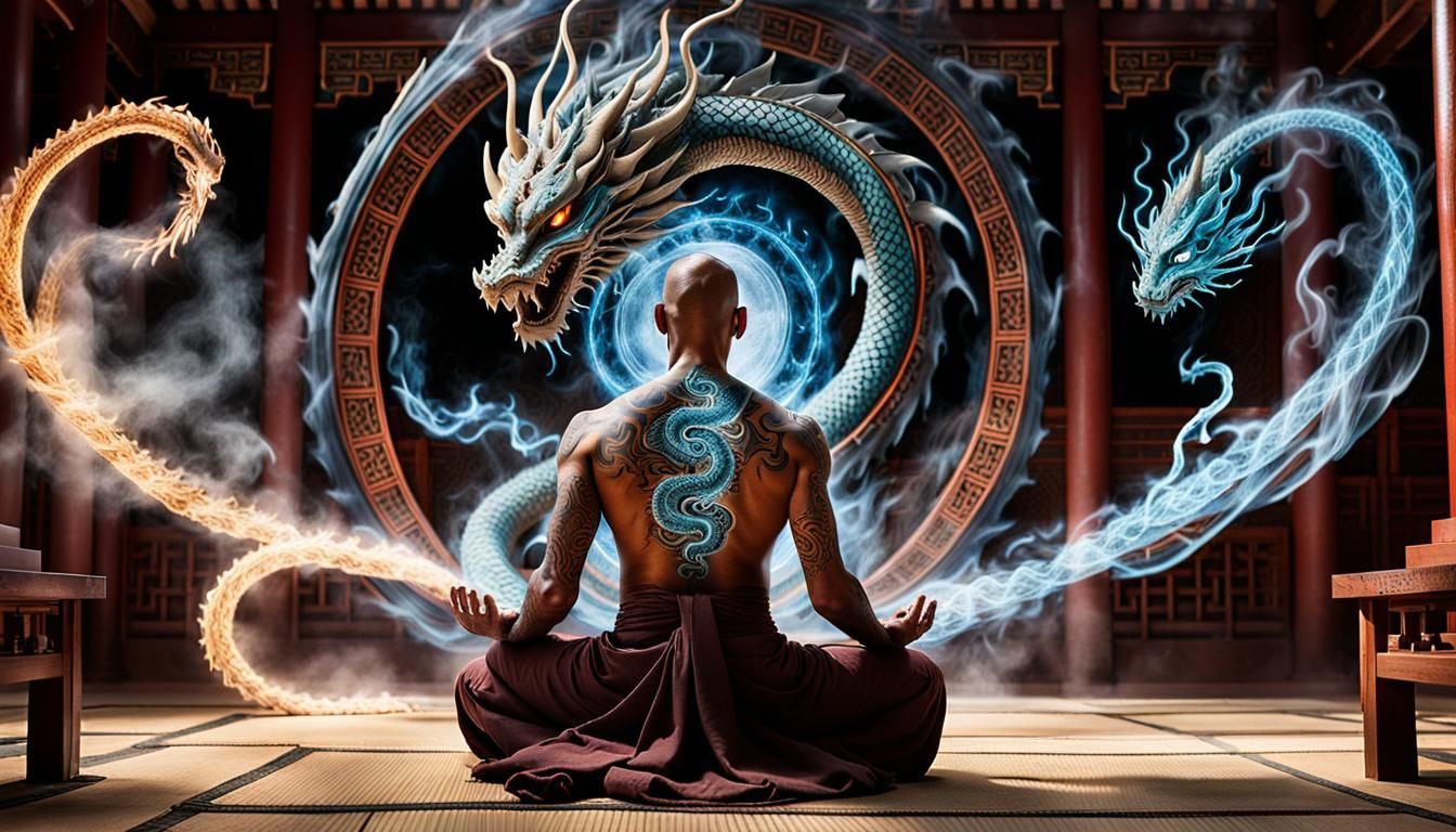 Monk and meditation in a dojo  by @Patrick Francart