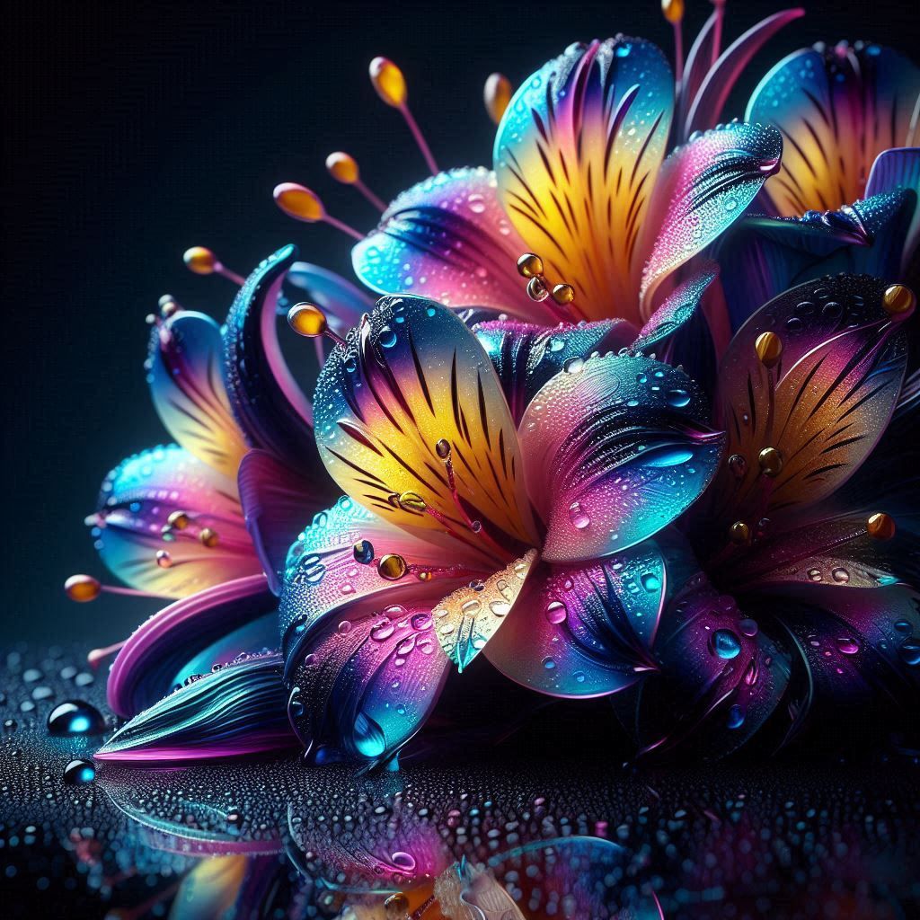 Ultraviolet Alstroemeria Blossoms - No1