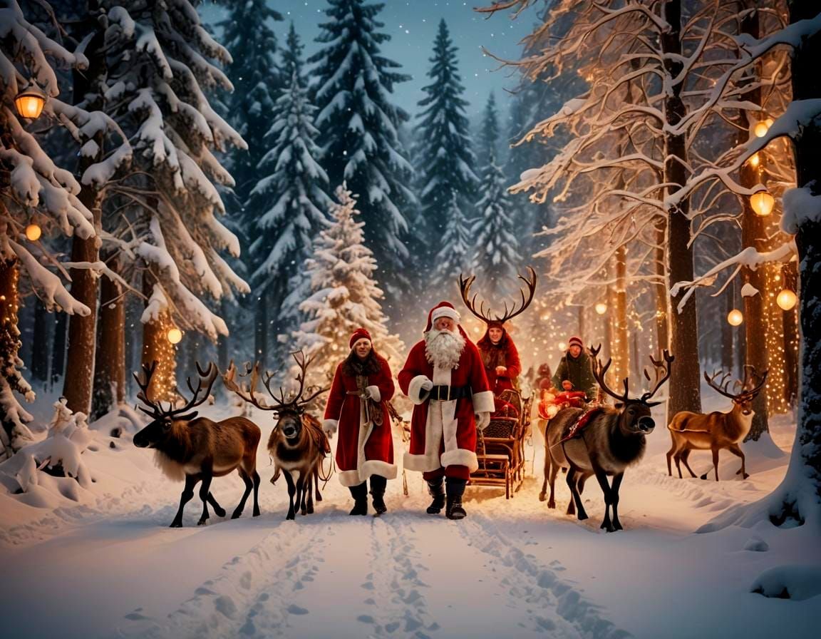 Festive City Night with Holiday Symbols