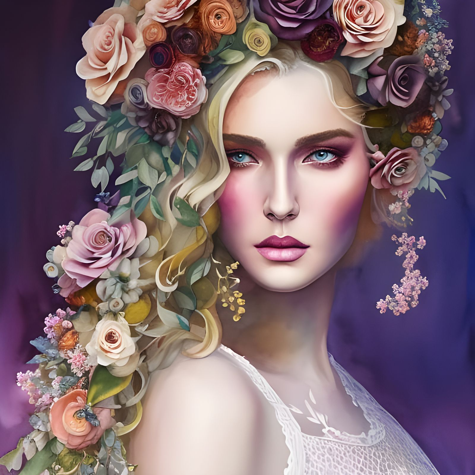 Flower Hair - AI Generated Artwork - NightCafe Creator