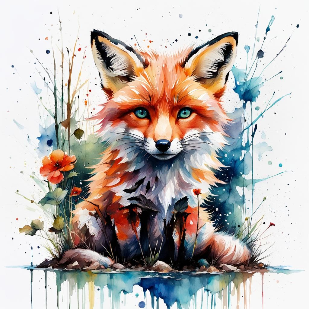 SPLASH ART FOX - AI Generated Artwork - NightCafe Creator