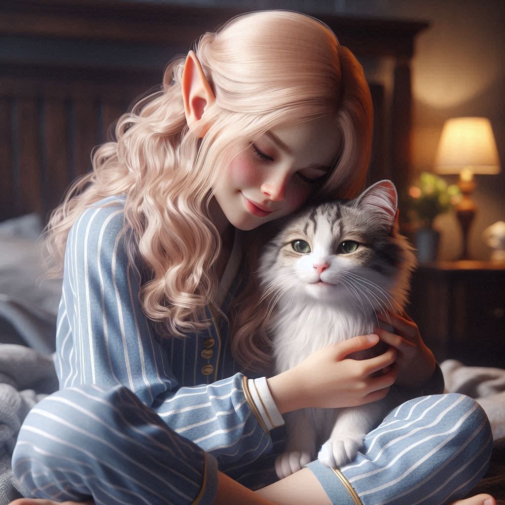 Elf with her Cat