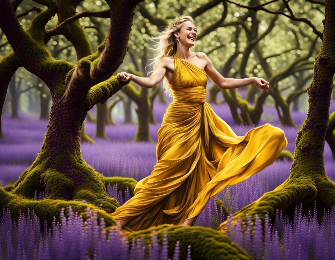 Hyper realistic Personify beautiful Queen braided blond gair...
