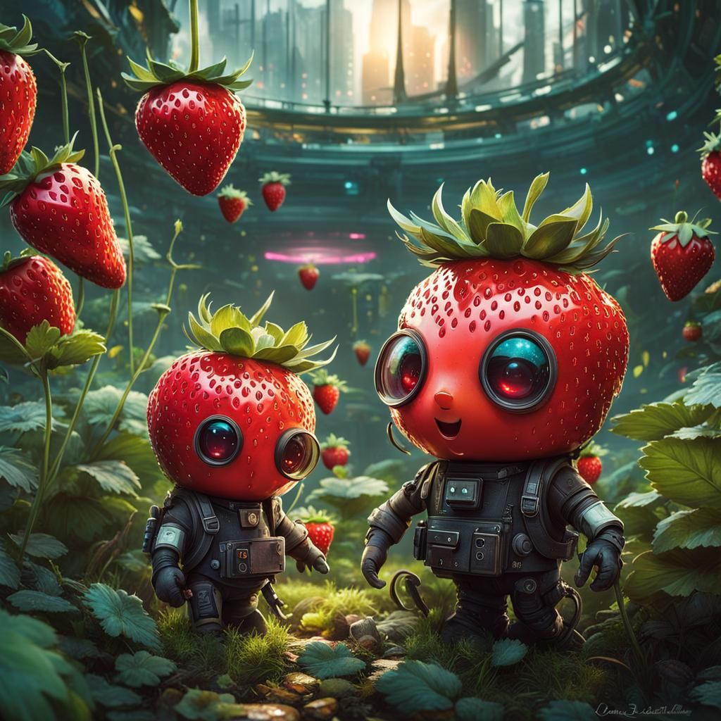 ZombieFruit Characters Cute Strawberry Zombie AI Generated Artwork