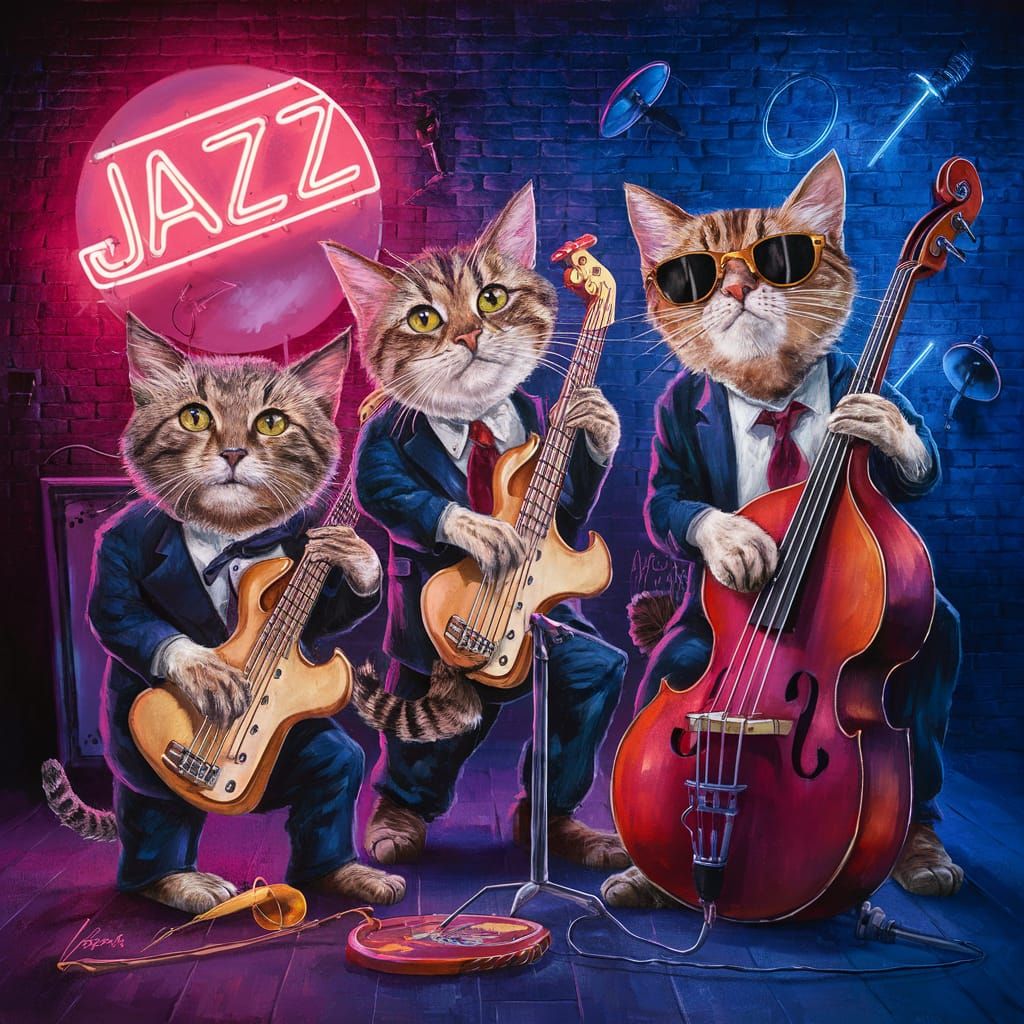 Jazzy Cats - AI Generated Artwork - NightCafe Creator