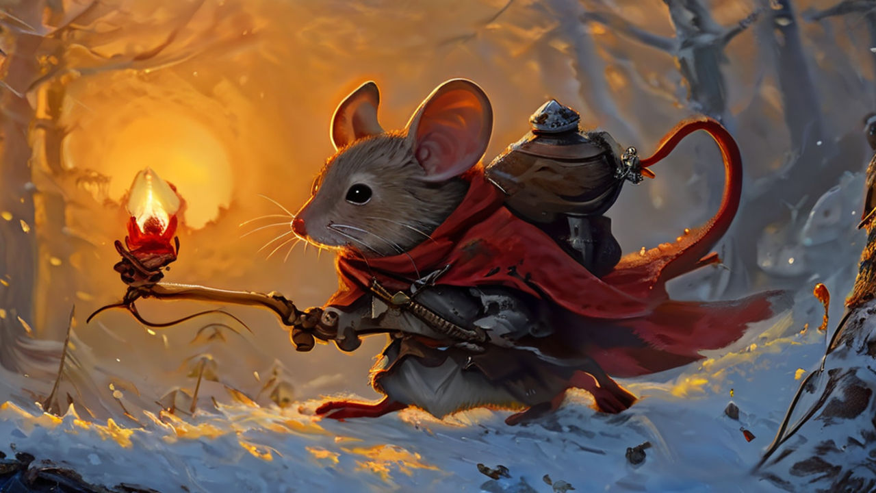 The Heroic Mouse Knight in a cold winters night