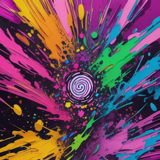 A portrait with ink splashes that blend into the features fo...