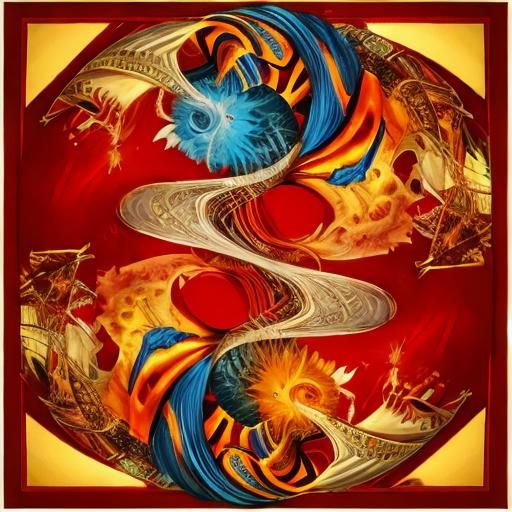 Double exposure, side profile portrait. A beautiful woman with intricate, flowing clothing, valley background of a colorful alien planet, hu...