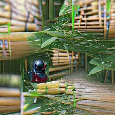 Ninja Hidden in a Bamboo Forest