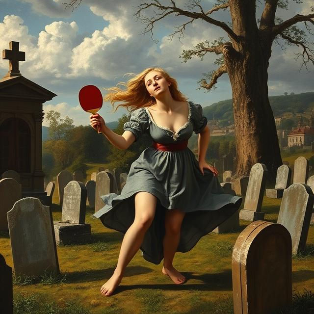 Table tennis on a graveyard
