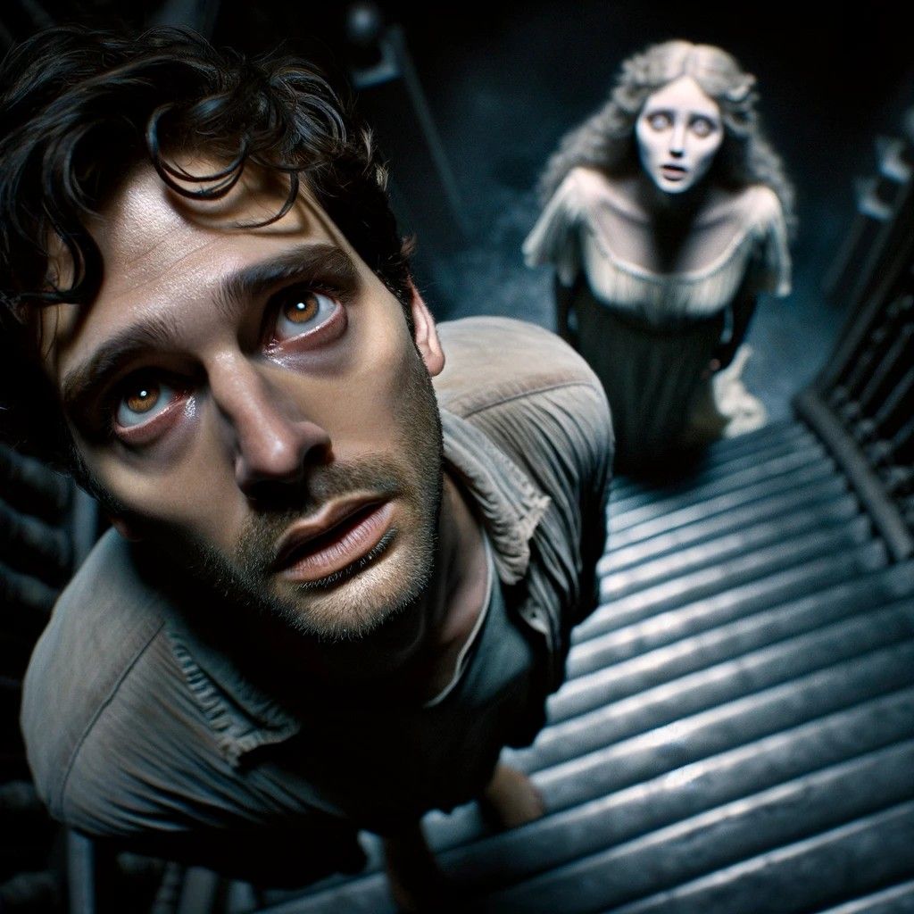 Eurydice beckoning to Orpheus