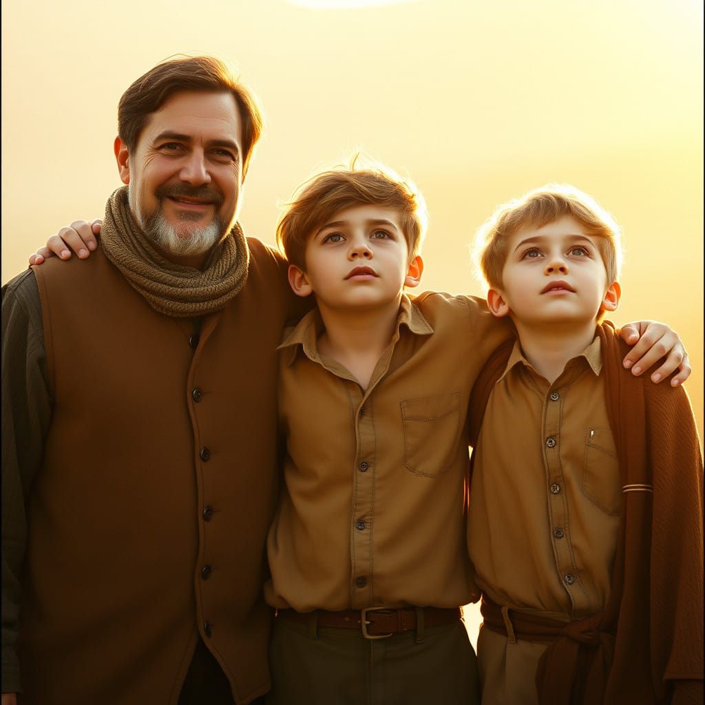 Three Brothers Unite in Warm Golden Light