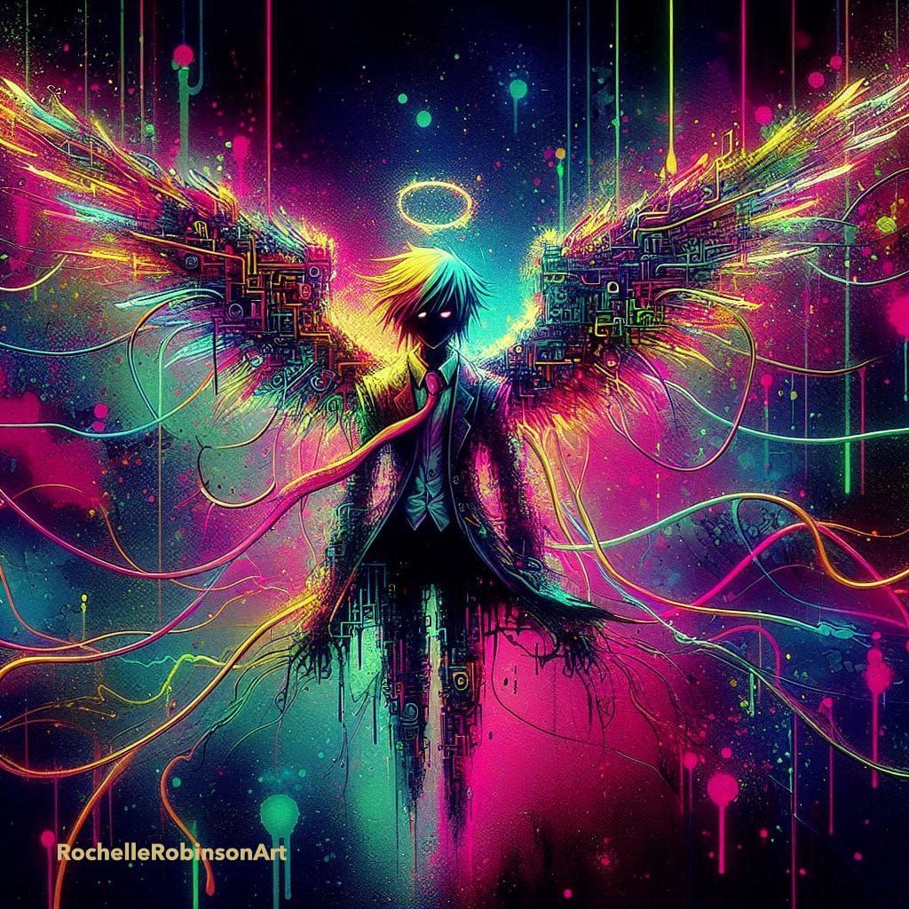 The Fallen Anime Angel- Fiber Optics Neon