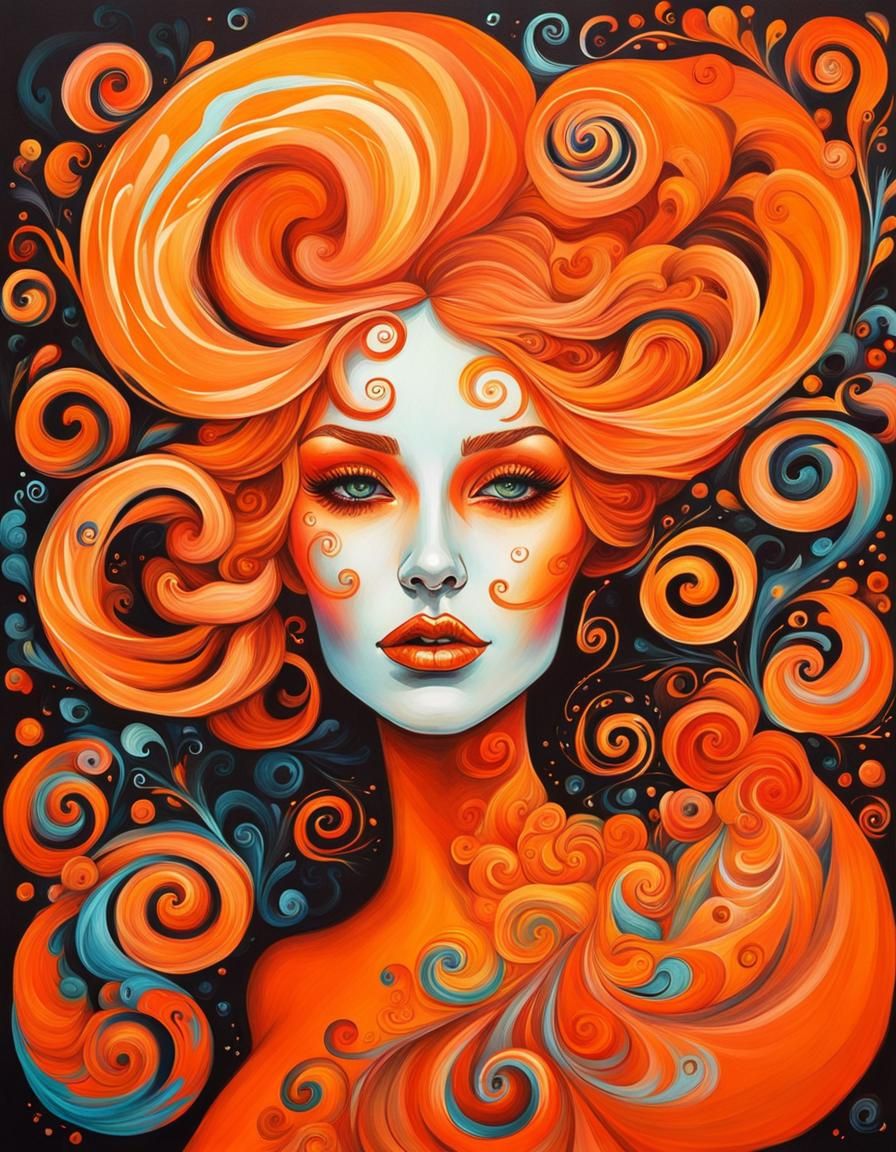 Ghotic woman in orange - AI Generated Artwork - NightCafe Creator