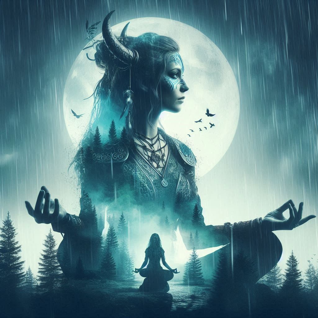 double exposure beautiful fantasy DALL-E 3 portrait landscap...