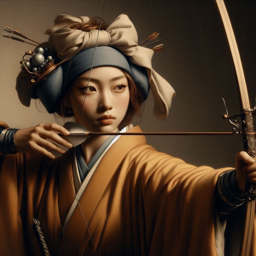 Tomoe Gozen, in the style of Johannes Vermeer