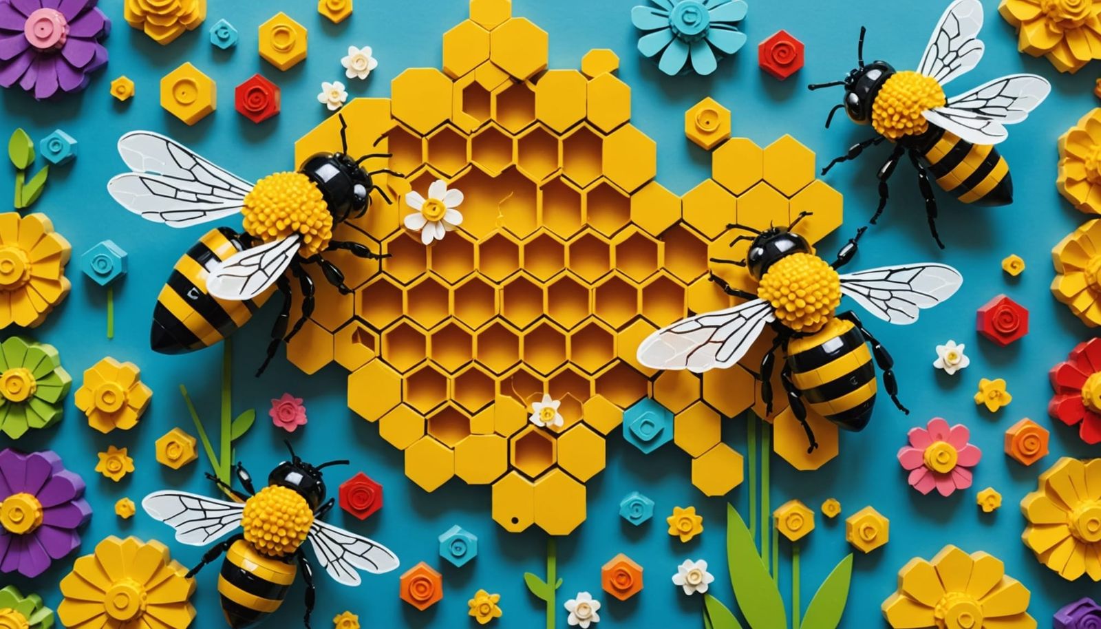 Vibrant Summer Bees in Glitch Art
