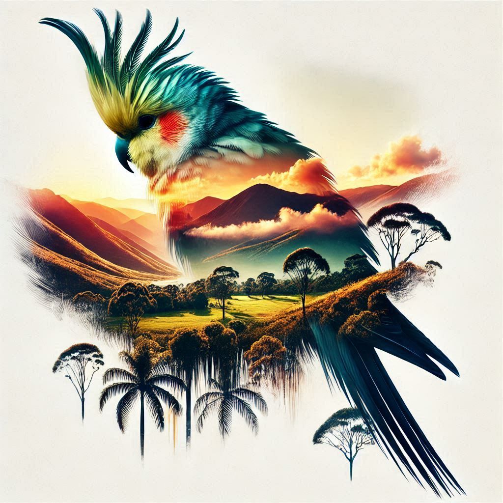 double exposure beautiful fantasy DALL-E 3 portrait landscape..