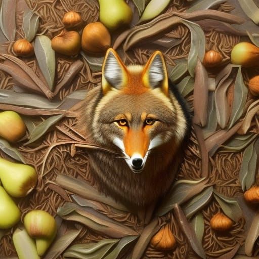 Coyote with vanilla beans, hazelnuts and cloves with a salad...