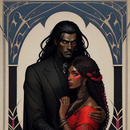 Aubrey Beardsley Inspired Portrait of a Couple