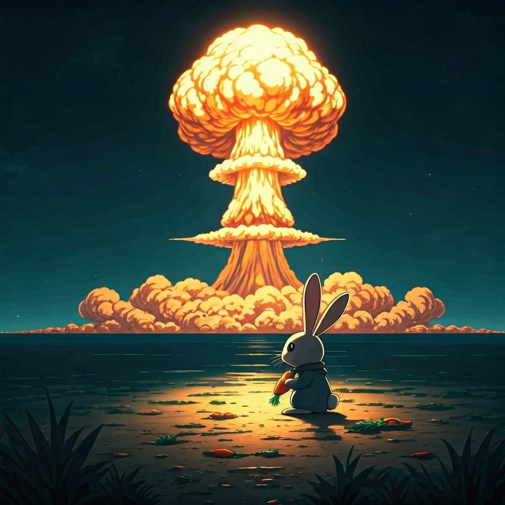 Rabbit Watches Nuclear Cloud in Studio Trigger Style