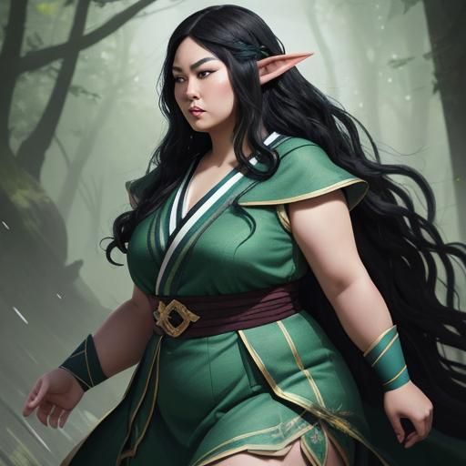 Fat, plus-size, chubby arms, half-Japanese half-Caucasian wo...