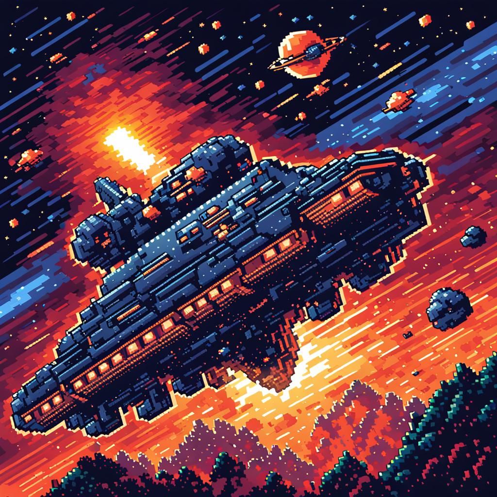 Pixel spaceship   by @Arisiin