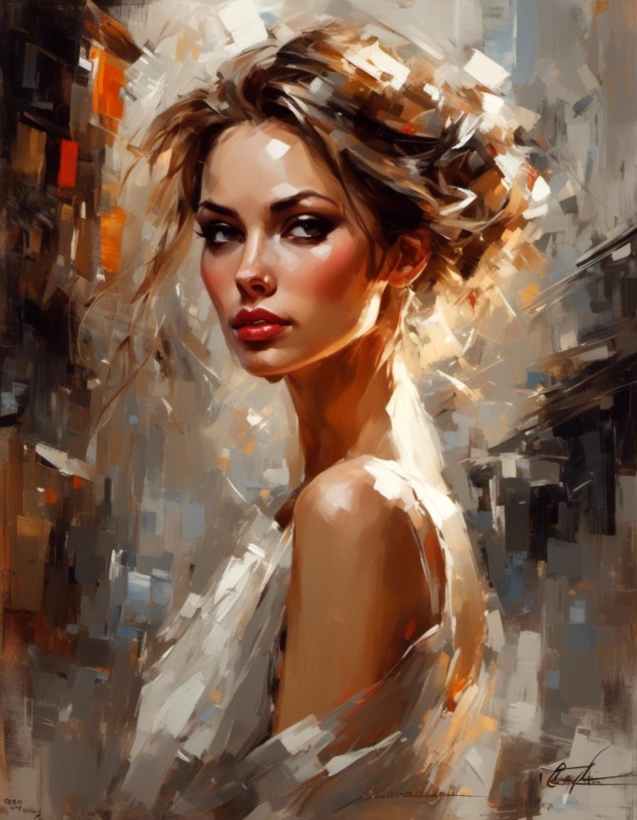 A gorgeous woman looking over her shoulder <lora:The Swanland Effect:1.0> 