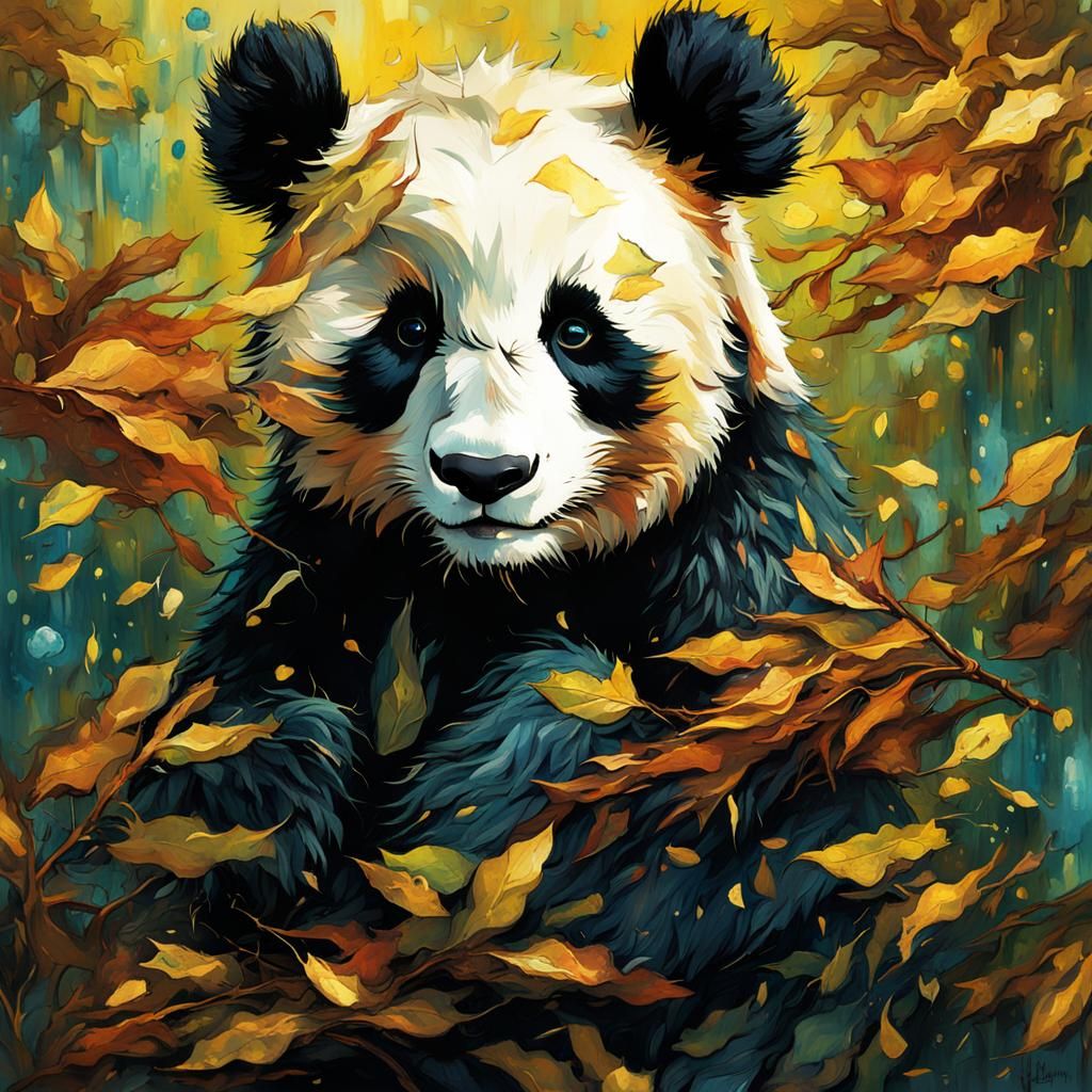 Cute Panda in Van Gogh Style  by @Marty