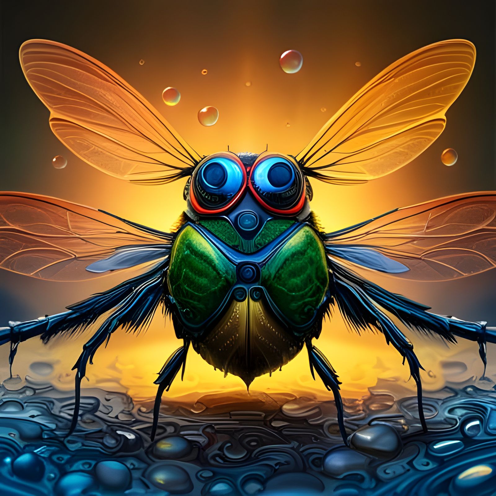 A fly robot super detailed, cosmic, fantasy, hyperrealistic   by @NewAgerJul
