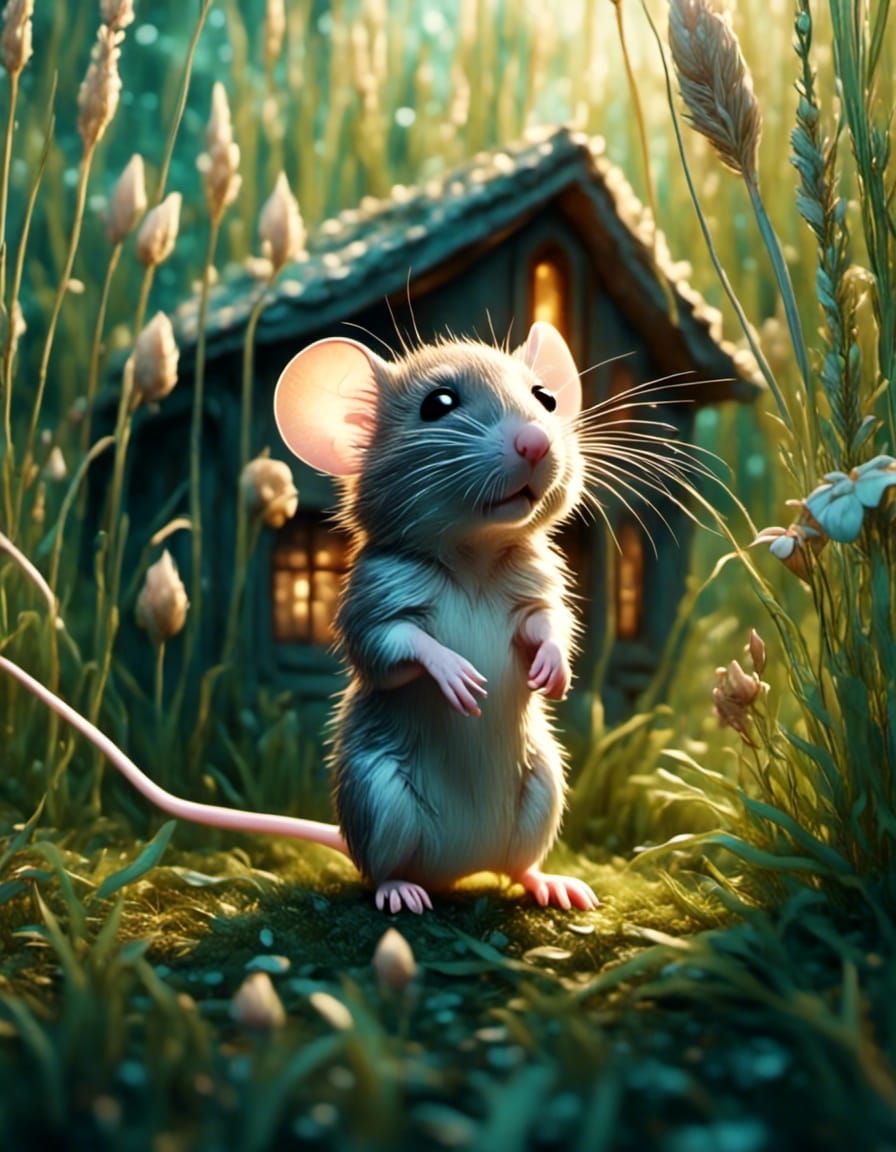 mouse in front of its house