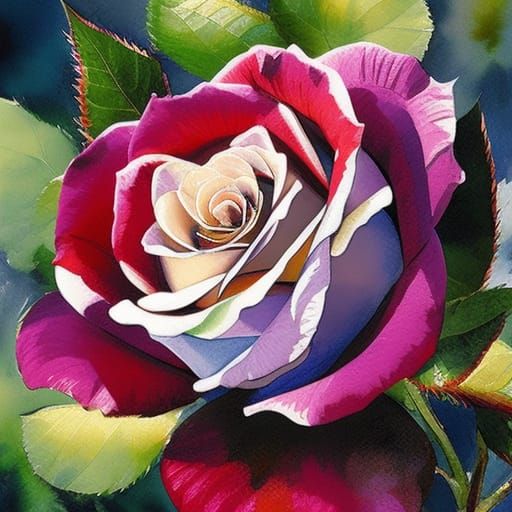 Detailed Rose Painting with Watercolor Calligraphy