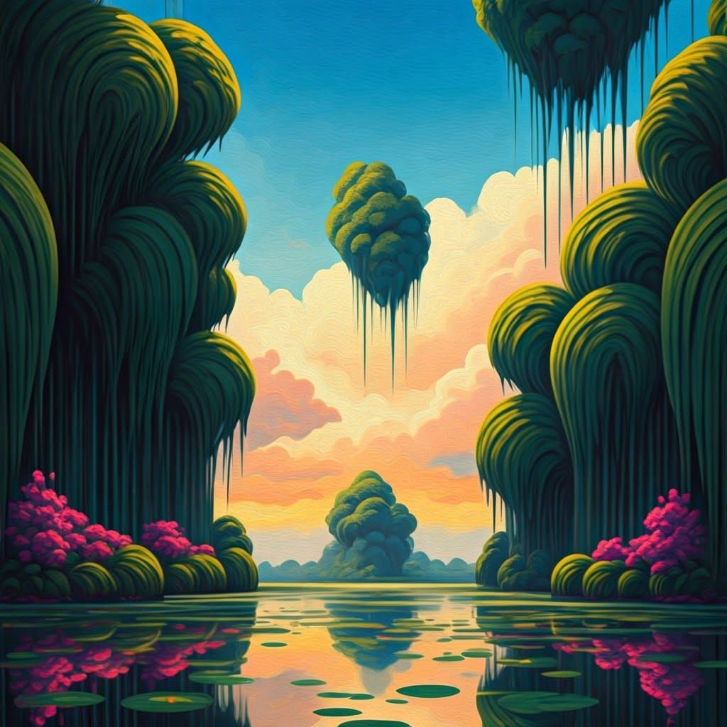 Vibrant Colors Dance in a Whimsical Landscape