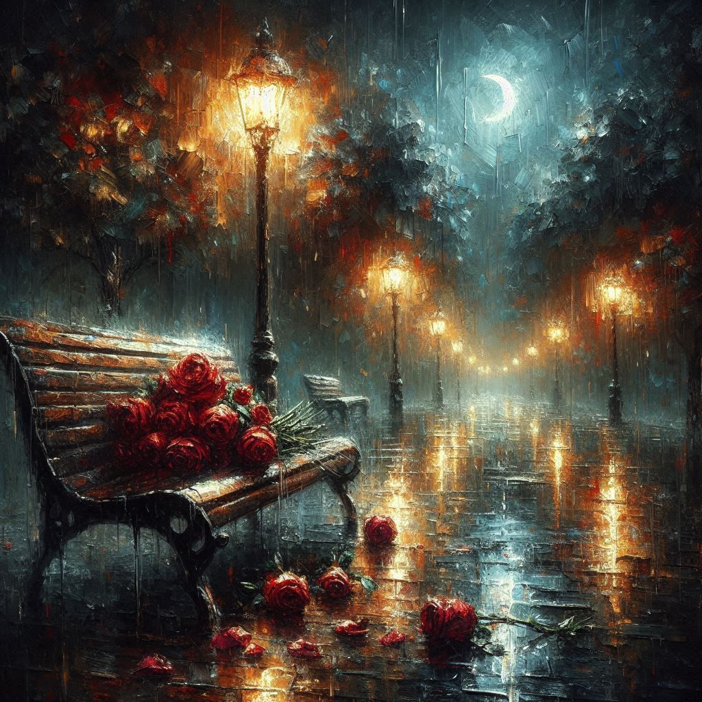 Roses and Rain: Silent Story-telling  by @Fiona Etkin 1974 