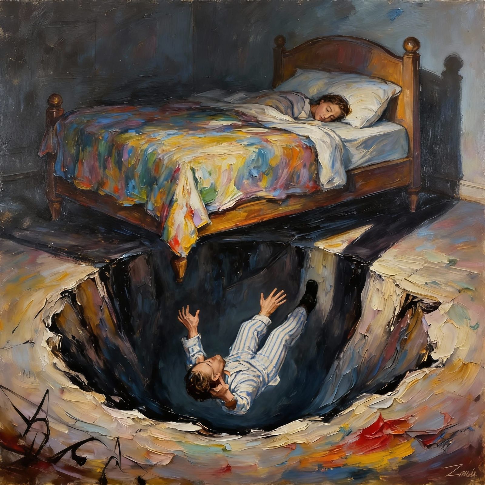 Nightmare of falling into a bottomless pit.  by @Hannah