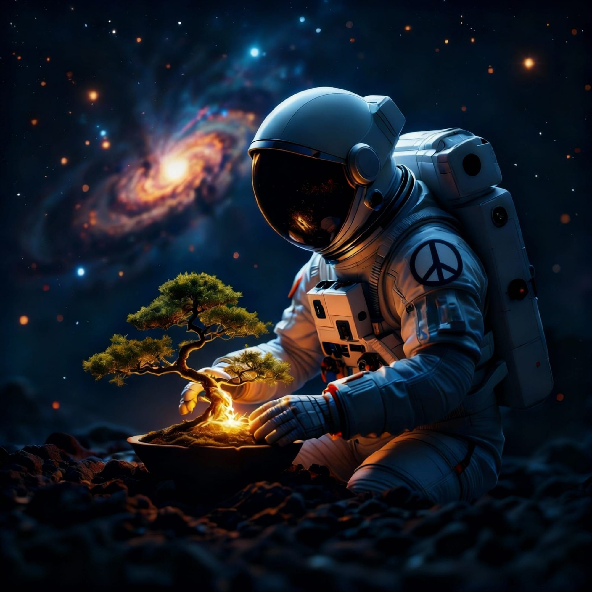 A bonsai tree symbolizes peace and life 