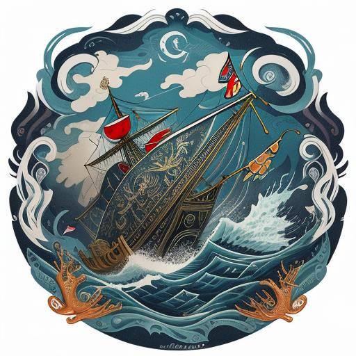 sea anchor Illustration featuring various neo taditional/new...