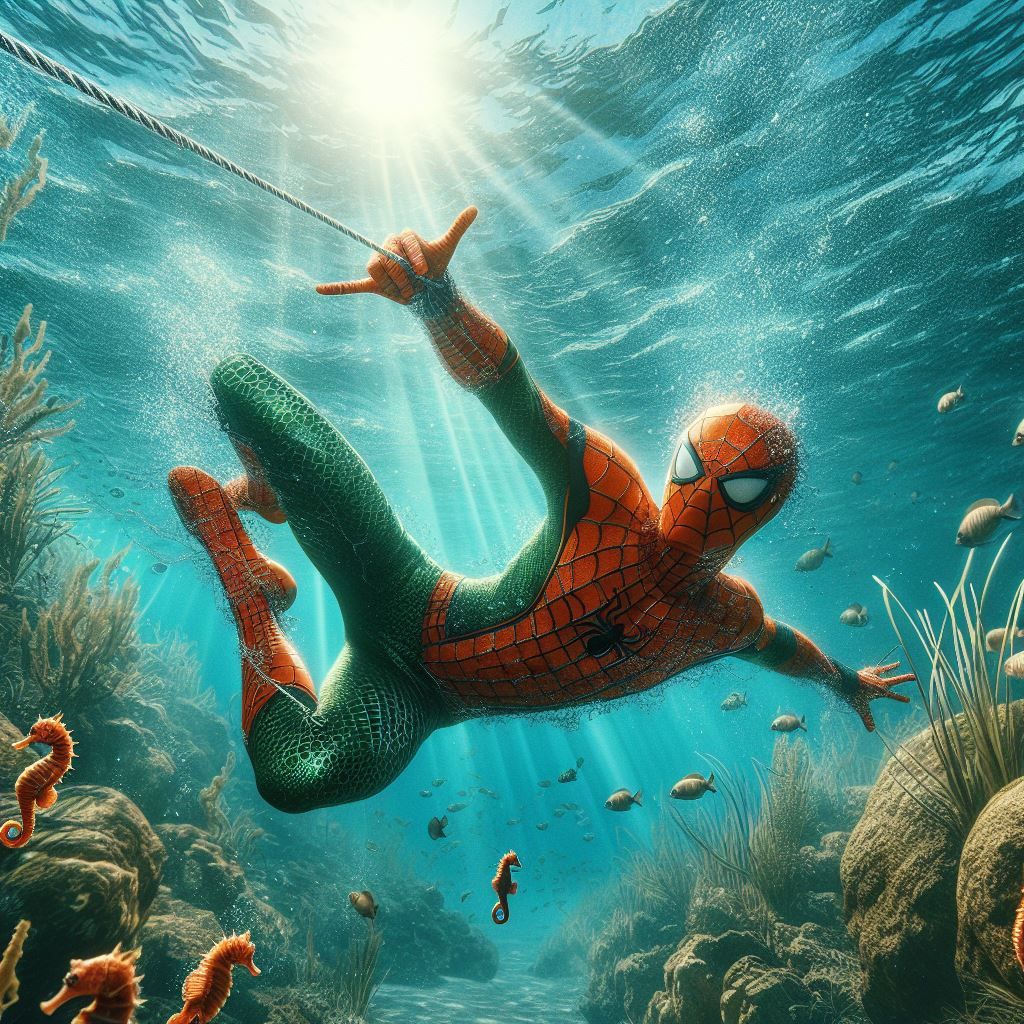 Aquaman was bitten by a radioactive spider, and now web swin...