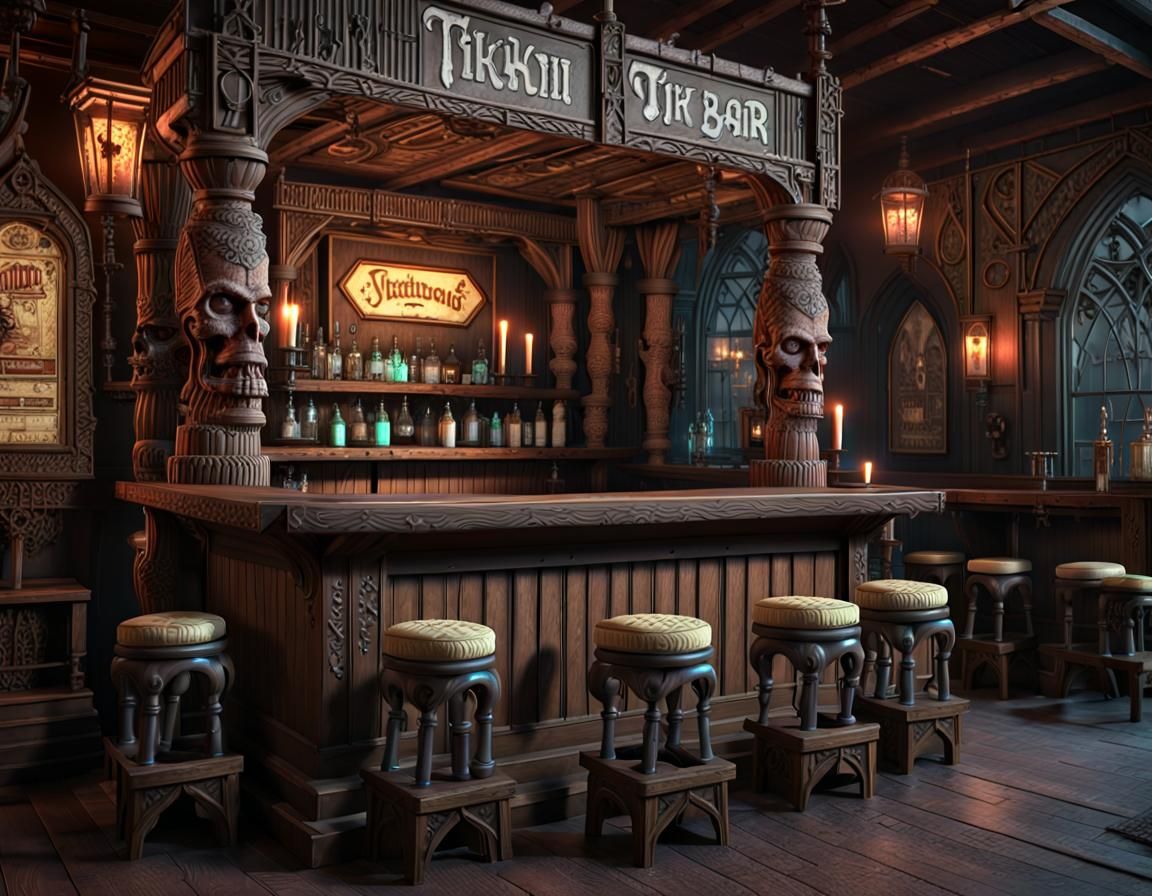 Victorian Gothic Tiki Bar - AI Generated Artwork - NightCafe Creator