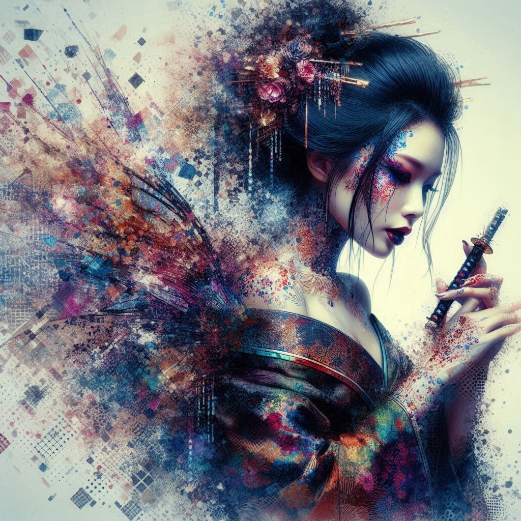 double exposure beautiful fantasy DALL-E 3 portrait landscape..