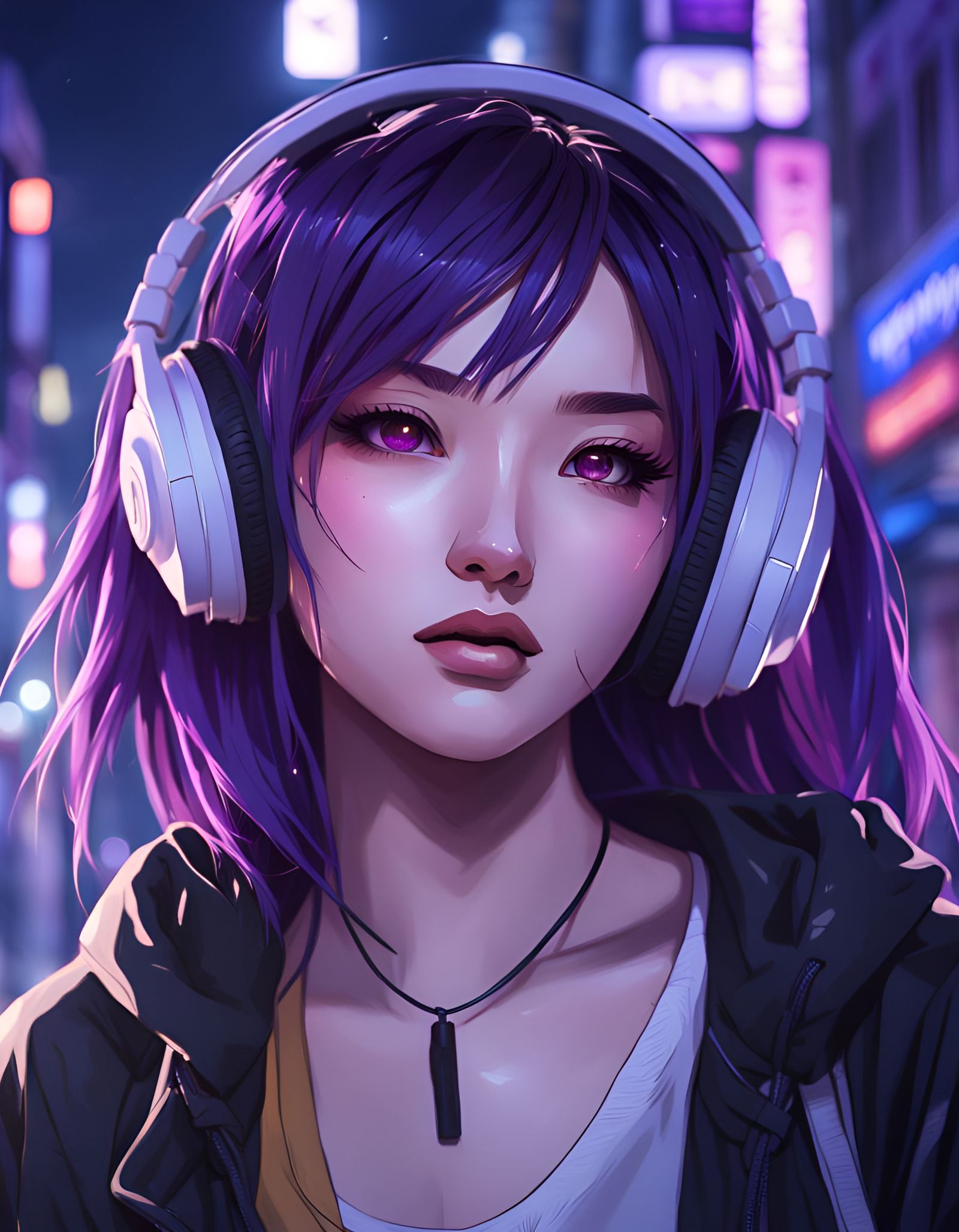 Japanese girl at night city - AI Generated Artwork - NightCafe Creator