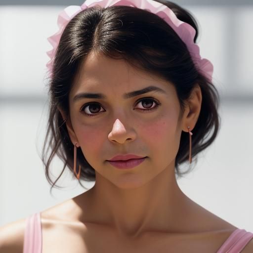 a full body shot of a  latin woman ballet dancer in pink and...