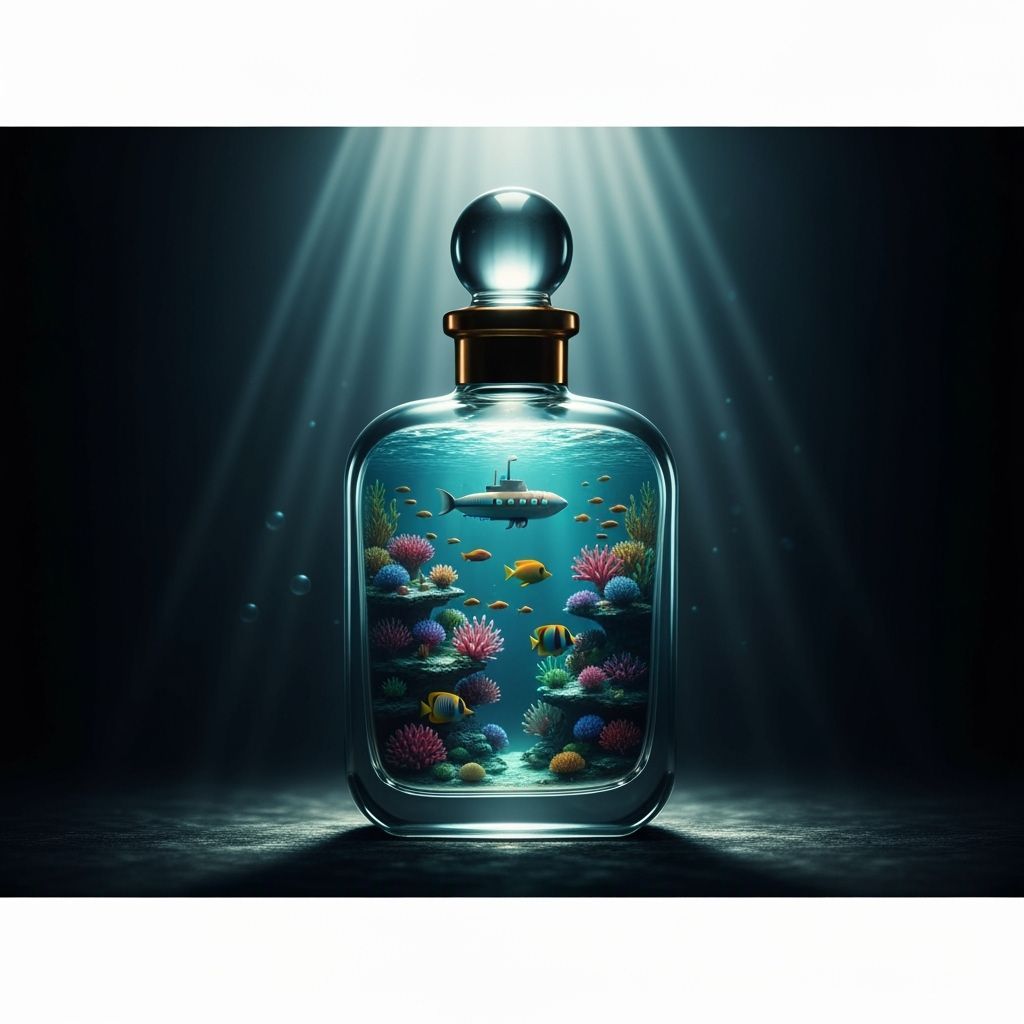 Miniature Underwater World in Vintage Perfume Bottle