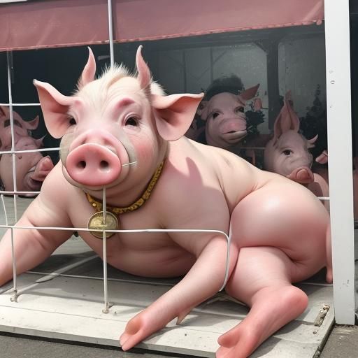 AI-Generated Golden Pig Digital Art