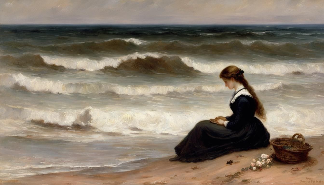 On the Seashore, à la façon de George Elgar Hicks (1879)  #vintage #art #painting #old paintings #fine art #art history #history #vintage 